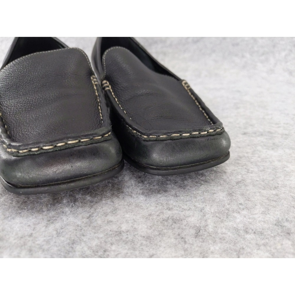 Etienne Aigner Quiz Loafers 9.5M Black Leather‎ Square Toe Block Heel Brazil - Picture 6 of 11